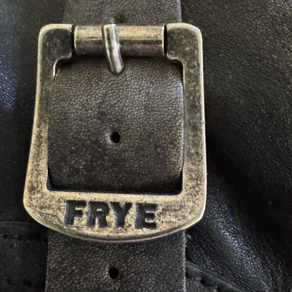 Frye Women’s Charcoal Gray Leather Slouch Boots 3 inch Block Heel Size 9.5 - Picture 7 of 15